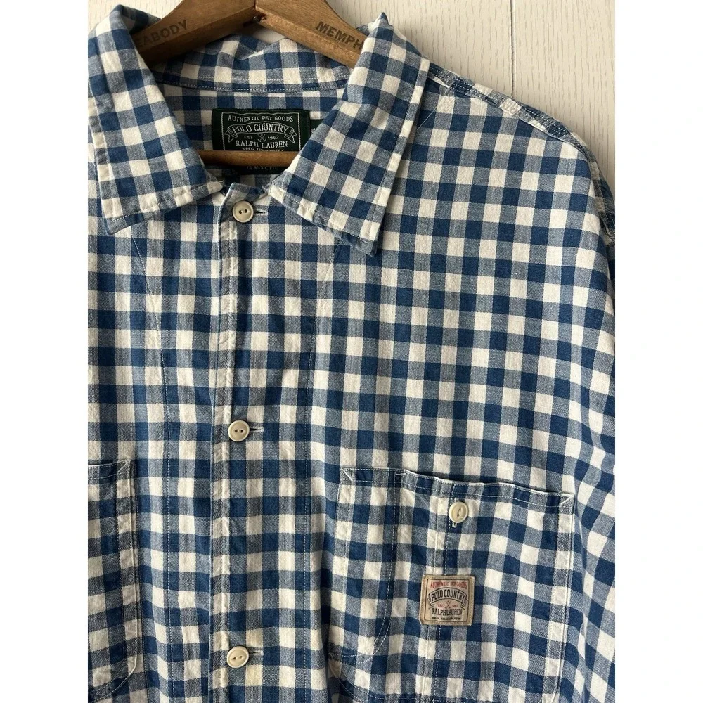 Polo Ralph Lauren Polo Country Workshirt XXL Blue Gingham Classic Fit Cotton